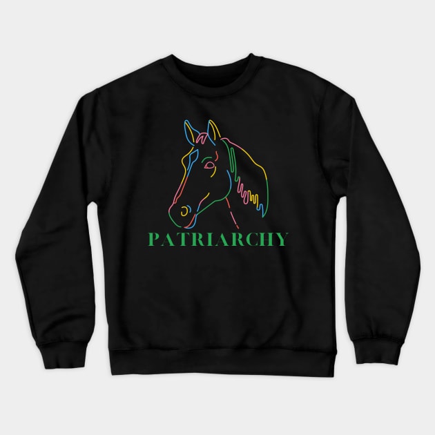 Patriarchy Horse - Barbie Movie Inspired Sticker Crewneck Sweatshirt by CursedContent